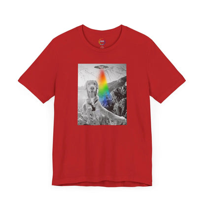 Dog Selfie Tee, Retro Graphic Shirt, Fun Casual Wear, Unique Gift, Unisex Short Sleeve Top Printify