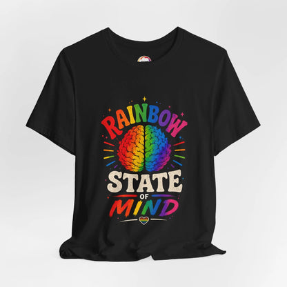 Rainbow State of Mind T‑Shirt — Colorful Brain Pride Graphic Tee Printify