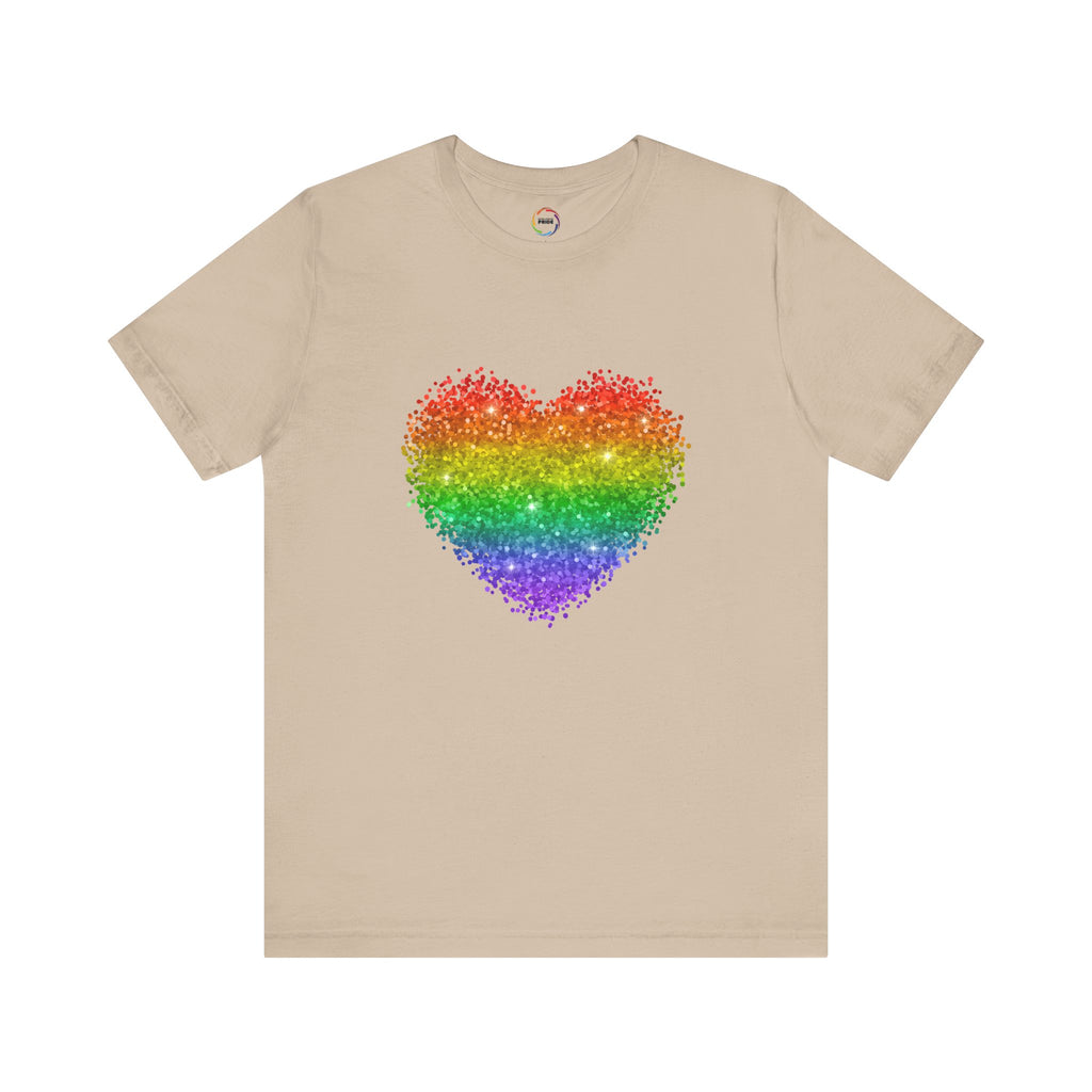 Glitter Rainbow Heart Tee for LGBTQ community