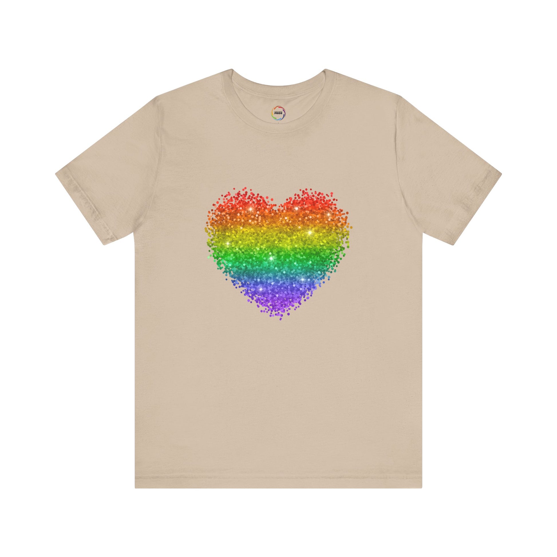 Glitter Rainbow Heart Tee for LGBTQ community