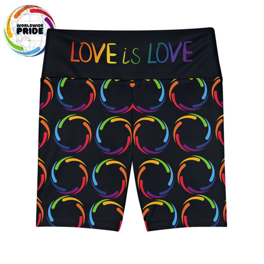 PRIDE Themed Women's Workout Shorts - Love is Love Yoga Shorts