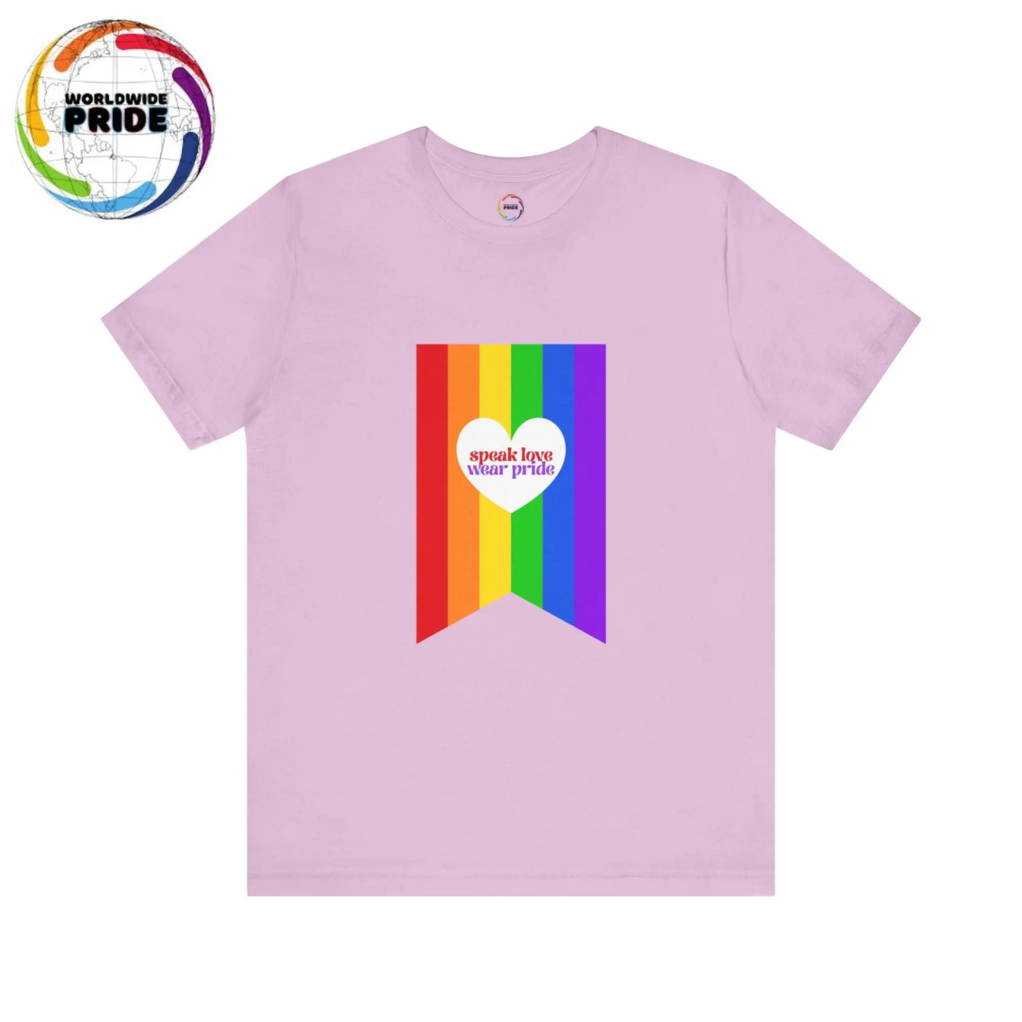PRIDE Speak Love & Wear Pride - Rainbow Short Sleeve Tee Printify