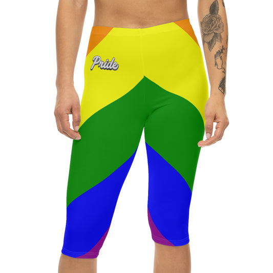 Rainbow Chevron Women’s Capri Leggings - Perfect for PRIDE and Active Wear