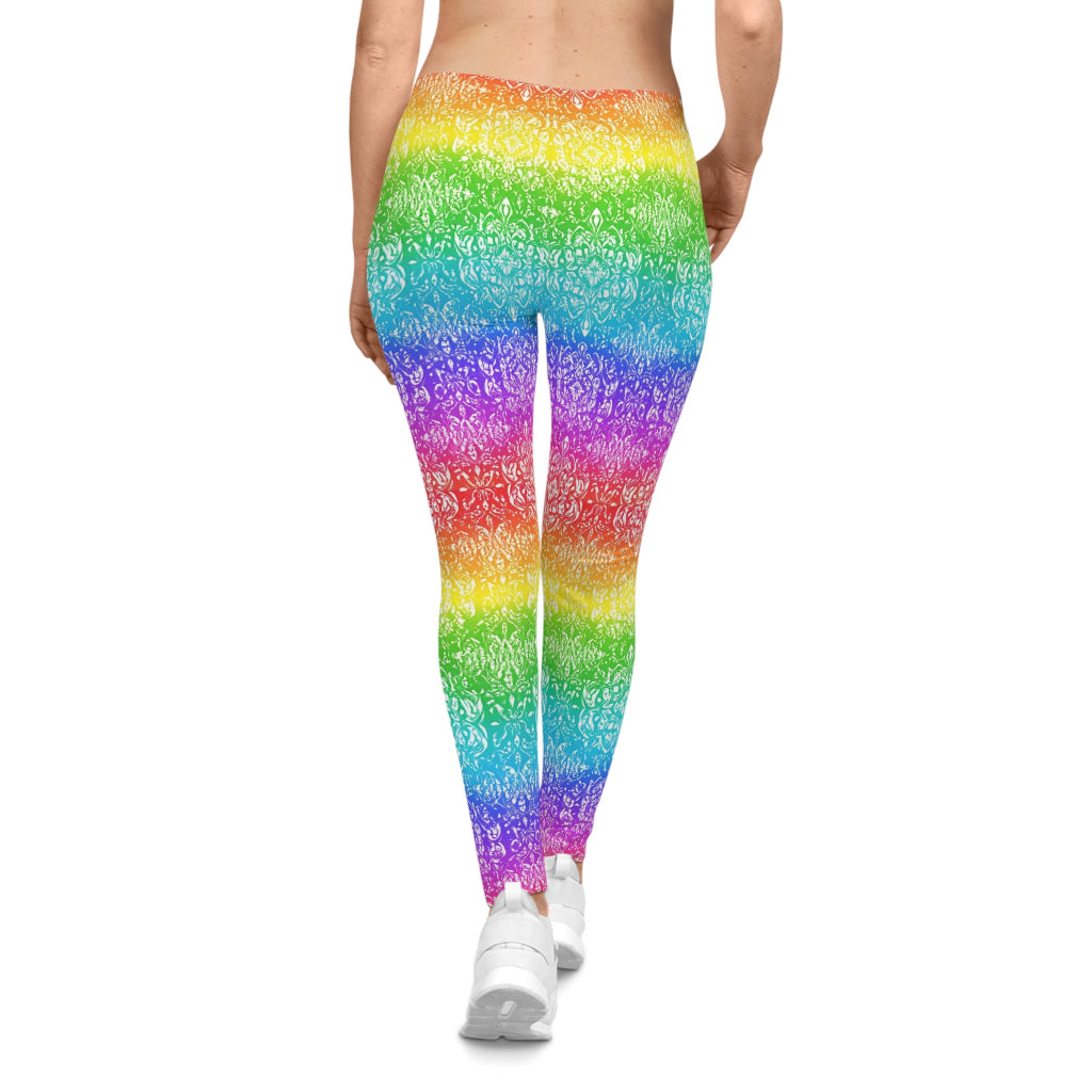 Vibrant Rainbow Pattern Leggings - Colorful Casual Activewear