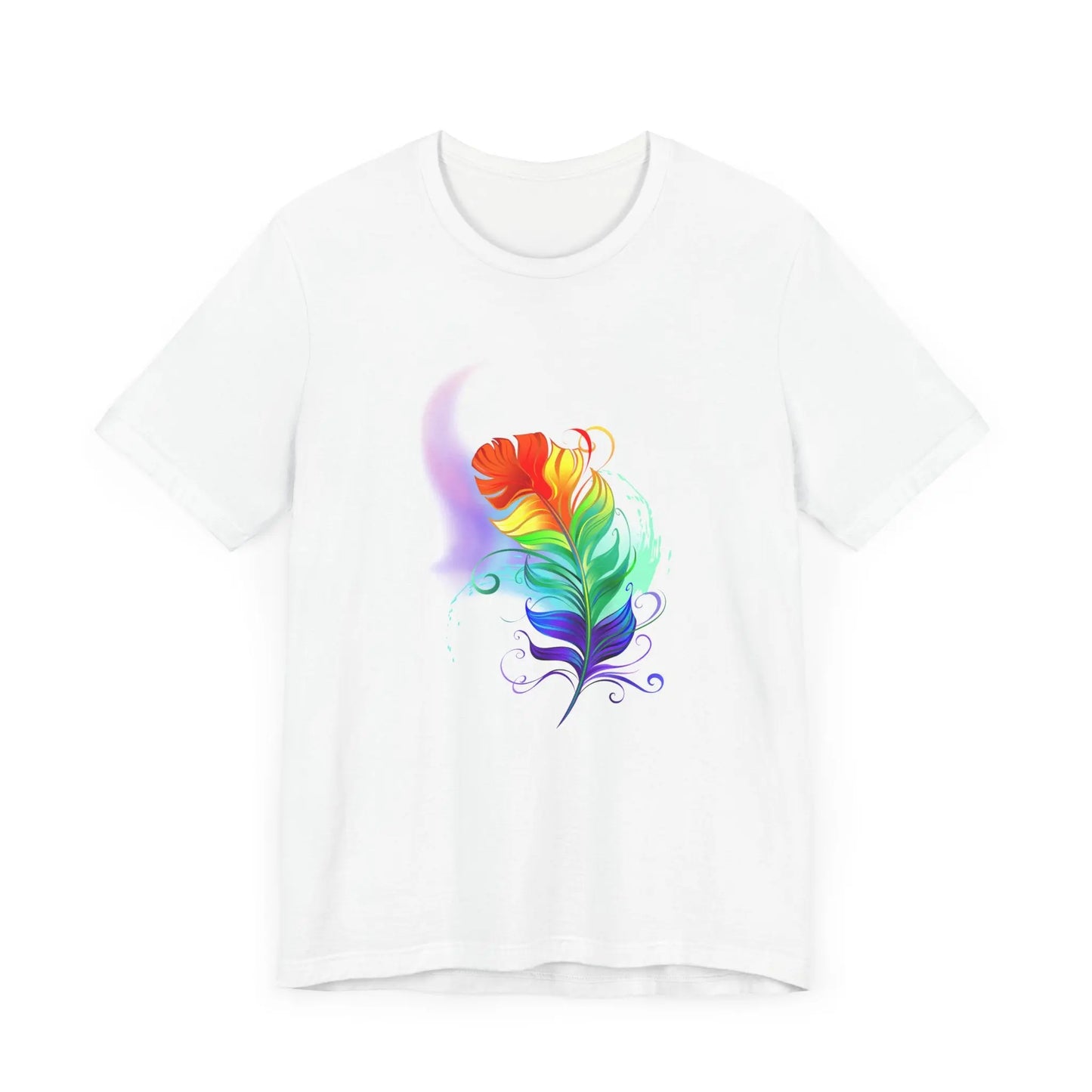 Colorful Feather Unisex T-Shirt - Vibrant Artwork for PRIDE and Self-Expression Printify