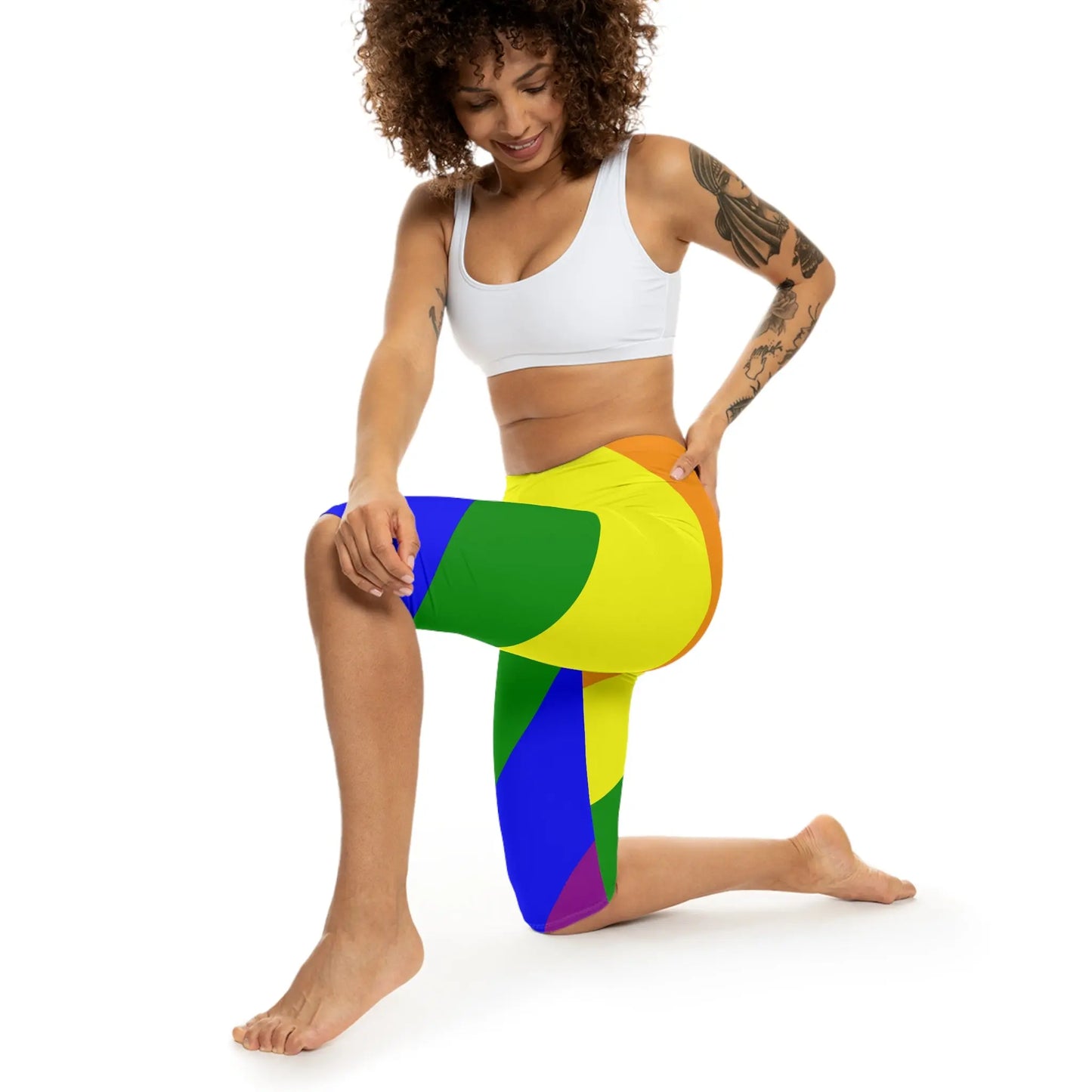 Rainbow Chevron Women’s Capri Leggings - Perfect for PRIDE and Active Wear Printify