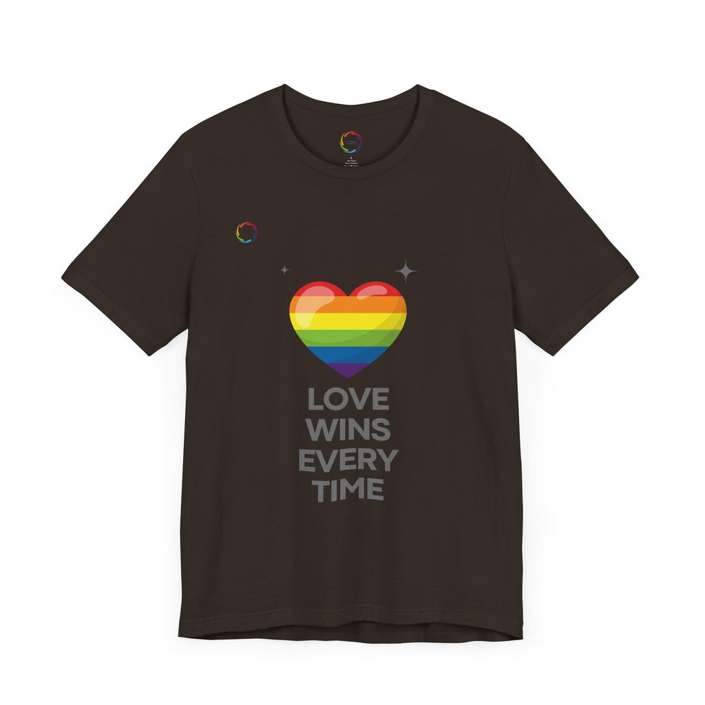 Rainbow Heart Graphic Tee - Love Wins Every Time