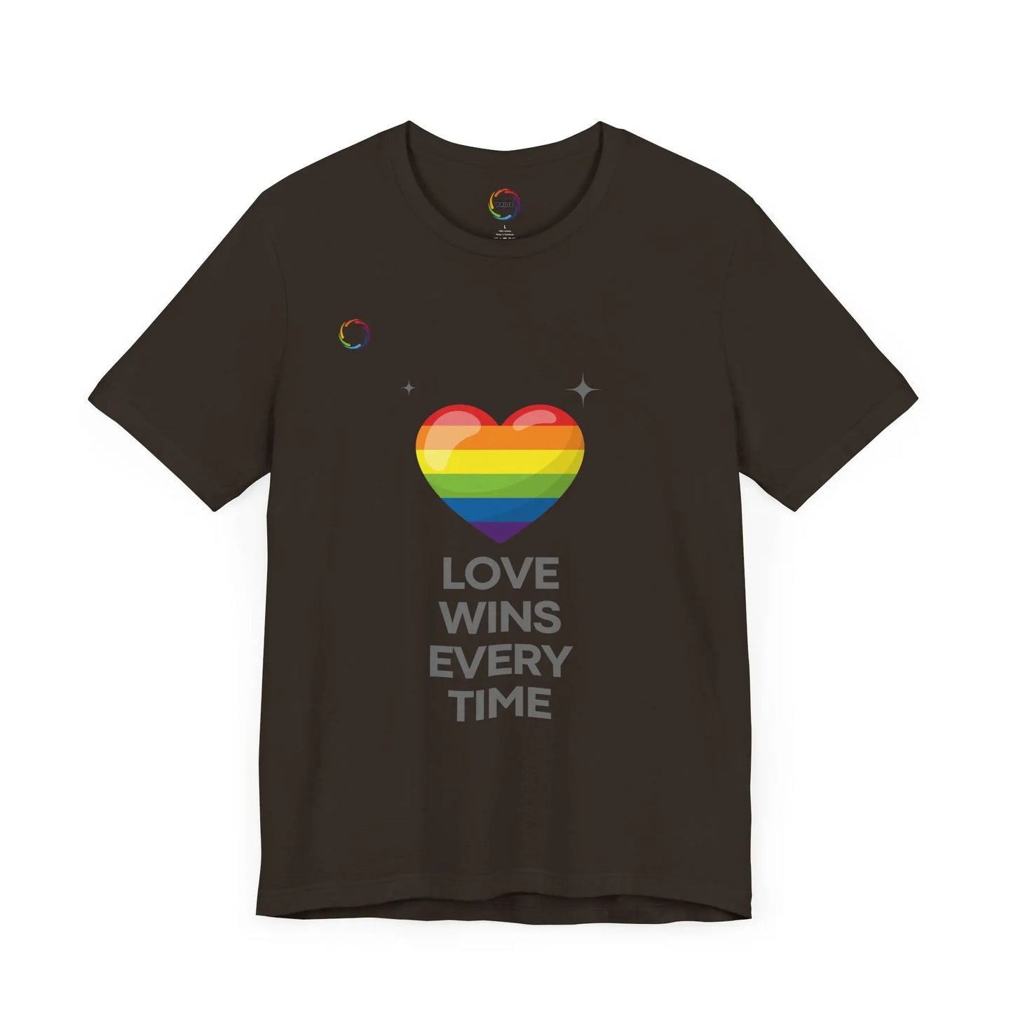 Rainbow Heart Graphic Tee - Love Wins Every Time Printify