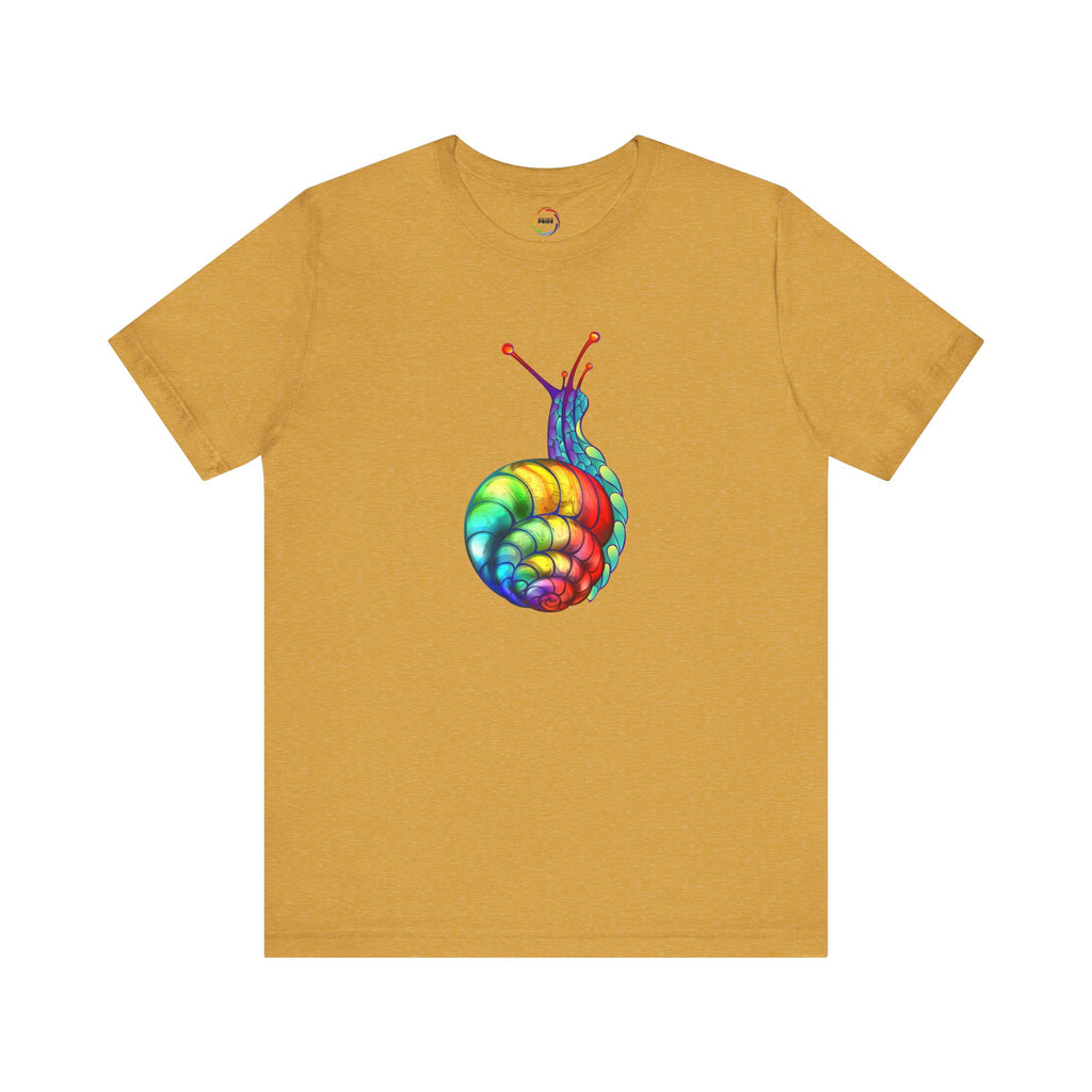 Rainbow Snail Unisex Jersey Tee - Colorful Short Sleeve Shirt