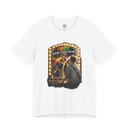 Pride Looks Good On Me T-Shirt — LGBTQ+ Mirror-Glow Graphic Tee