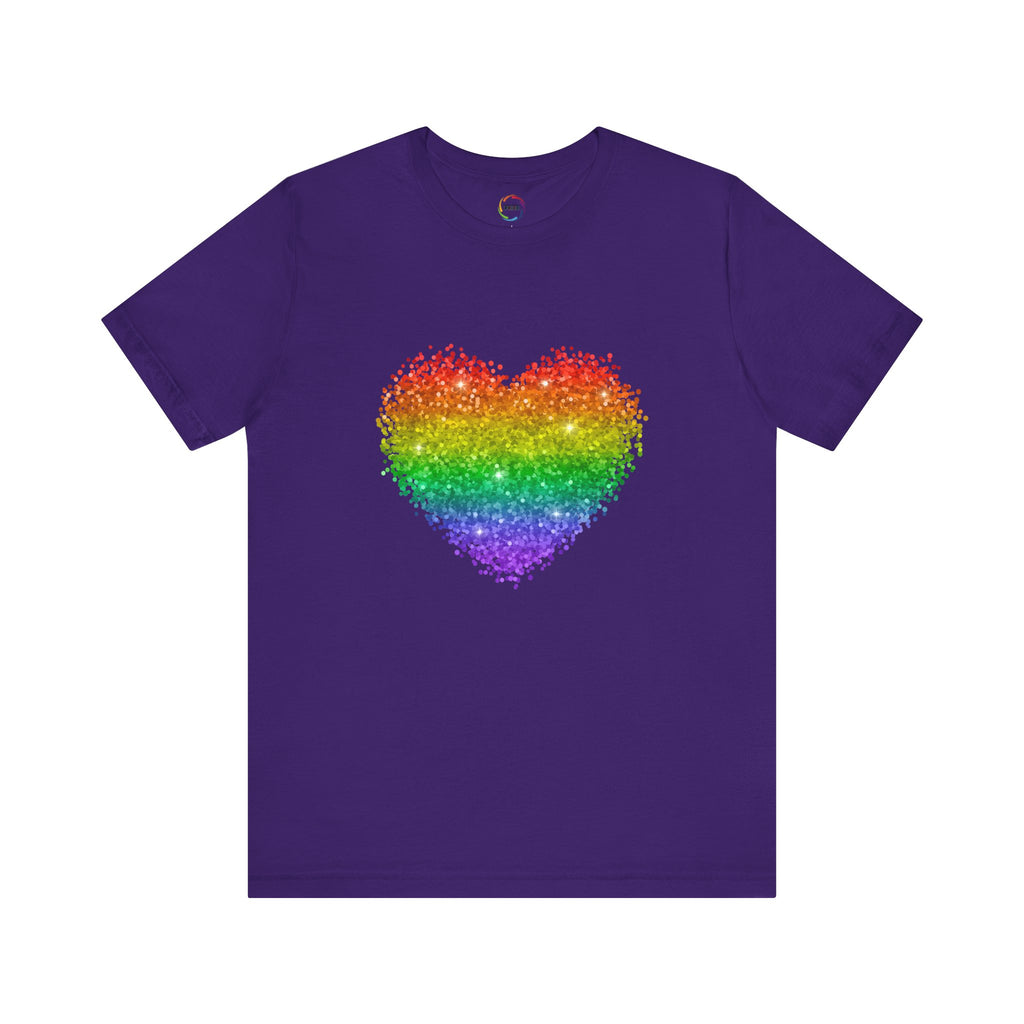 Glitter Rainbow Heart Tee for LGBTQ community