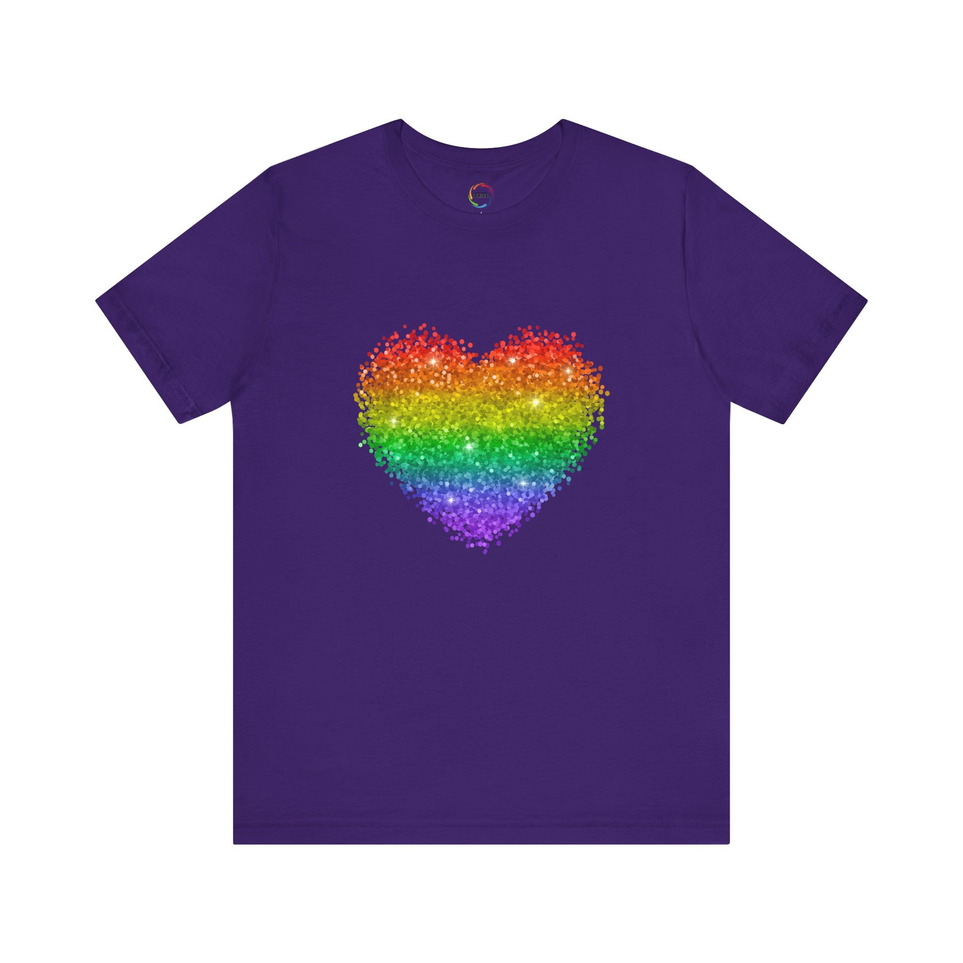 Glitter Rainbow Heart Tee for LGBTQ community