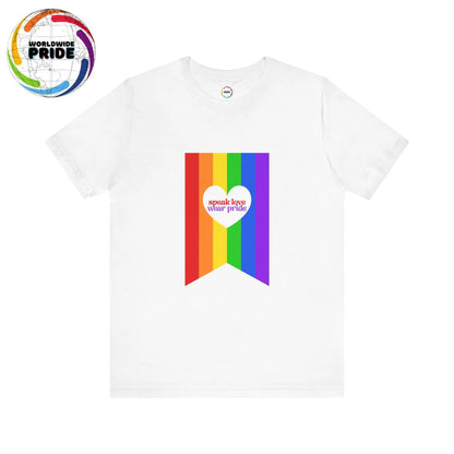 PRIDE Speak Love & Wear Pride - Rainbow Short Sleeve Tee Printify