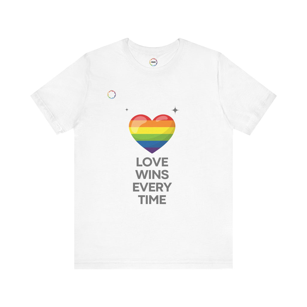 Rainbow Heart Graphic Tee - Love Wins Every Time