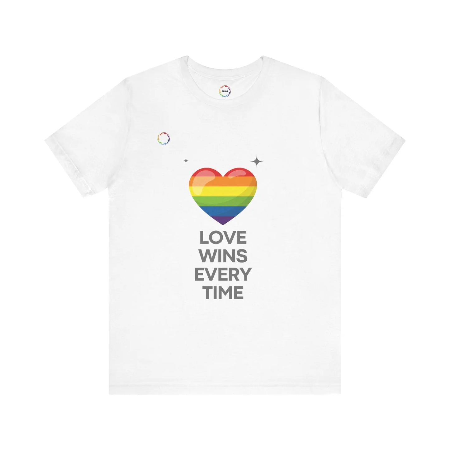 Rainbow Heart Graphic Tee - Love Wins Every Time Printify