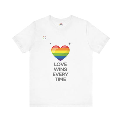 Rainbow Heart Graphic Tee - Love Wins Every Time Printify