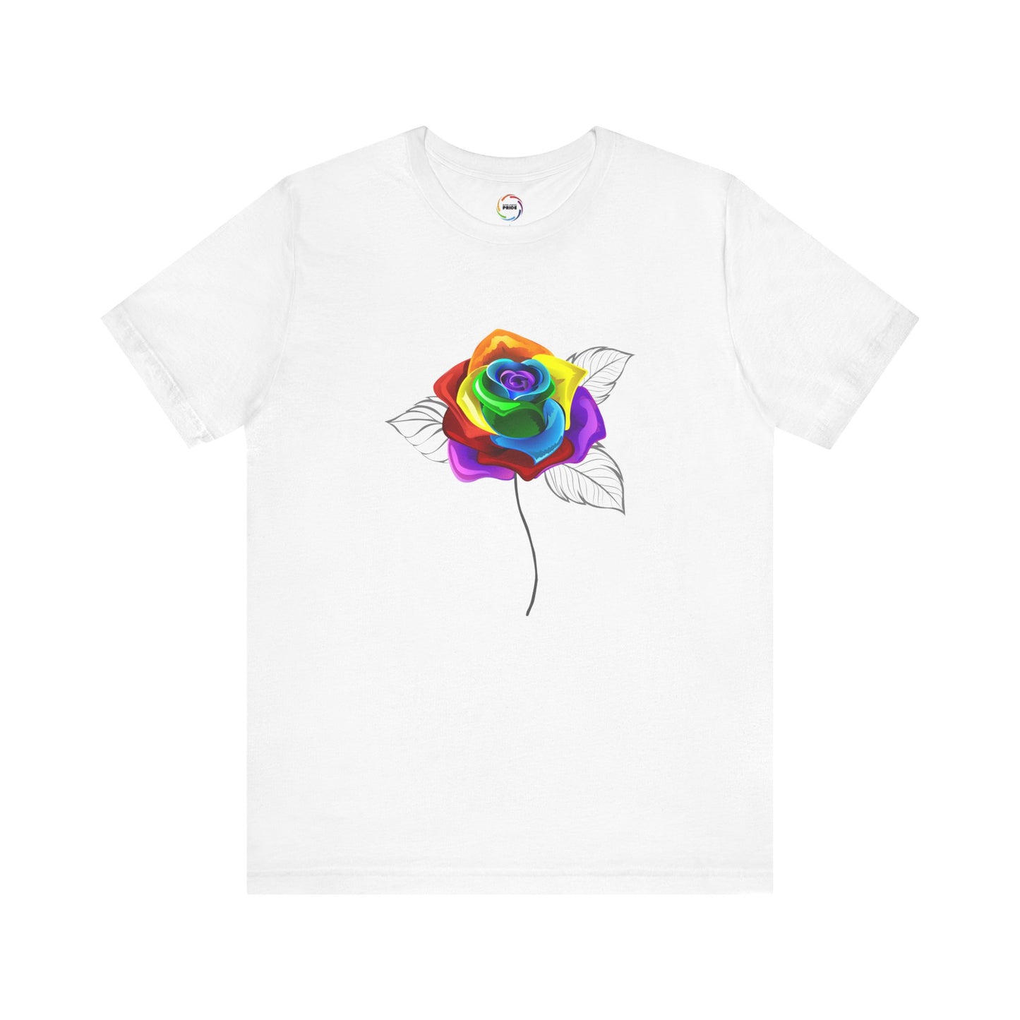 Rainbow Rose Unisex Jersey Tee - Vibrant Floral Design for PRIDE & Everyday Wear