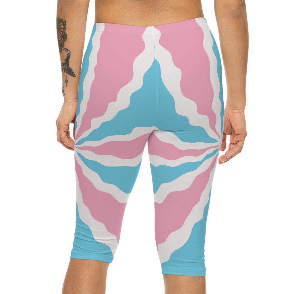 TransPRIDE-Themed Women’s Capri Leggings – Colorful Comfort for Workouts or Not