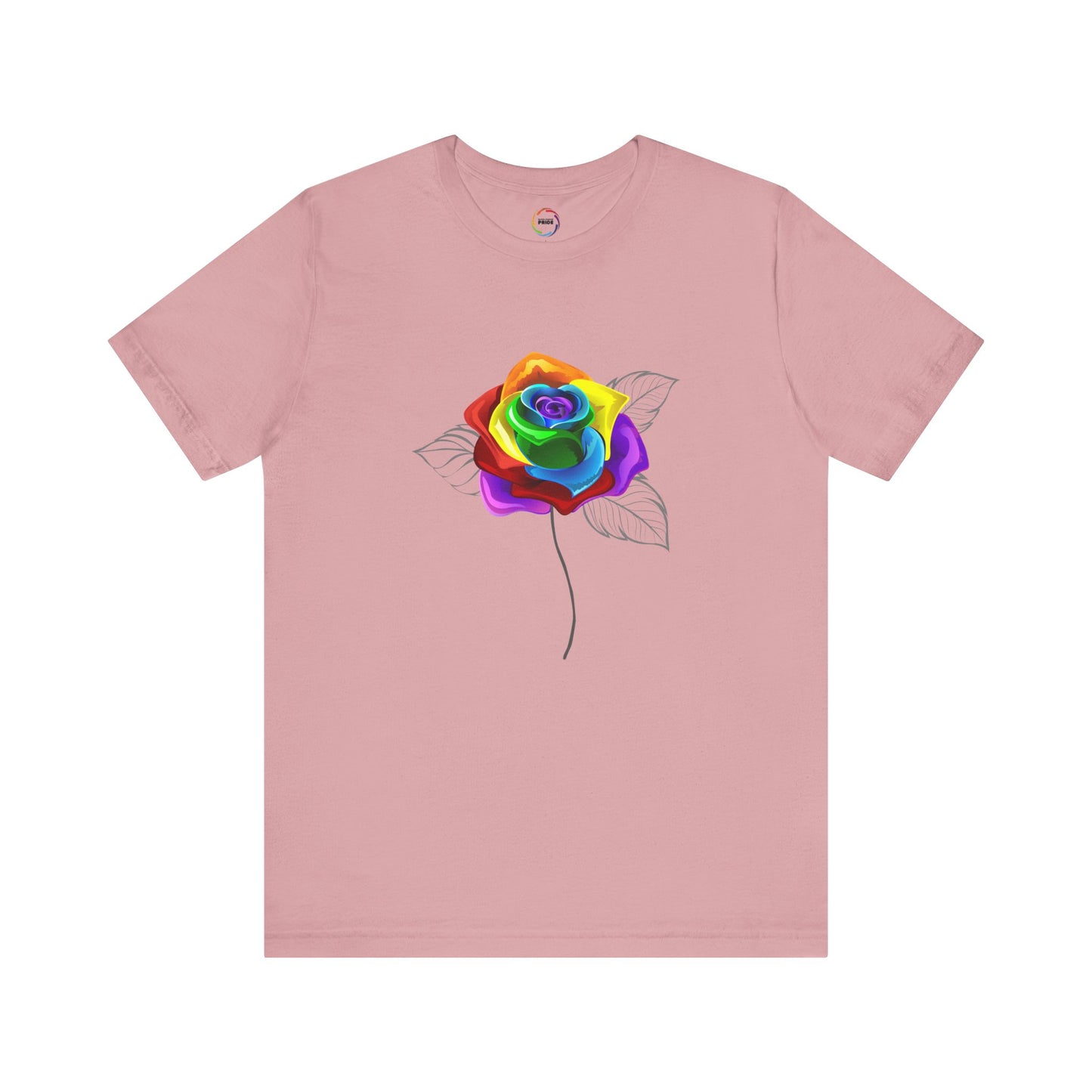 Rainbow Rose Unisex Jersey Tee - Vibrant Floral Design for PRIDE & Everyday Wear