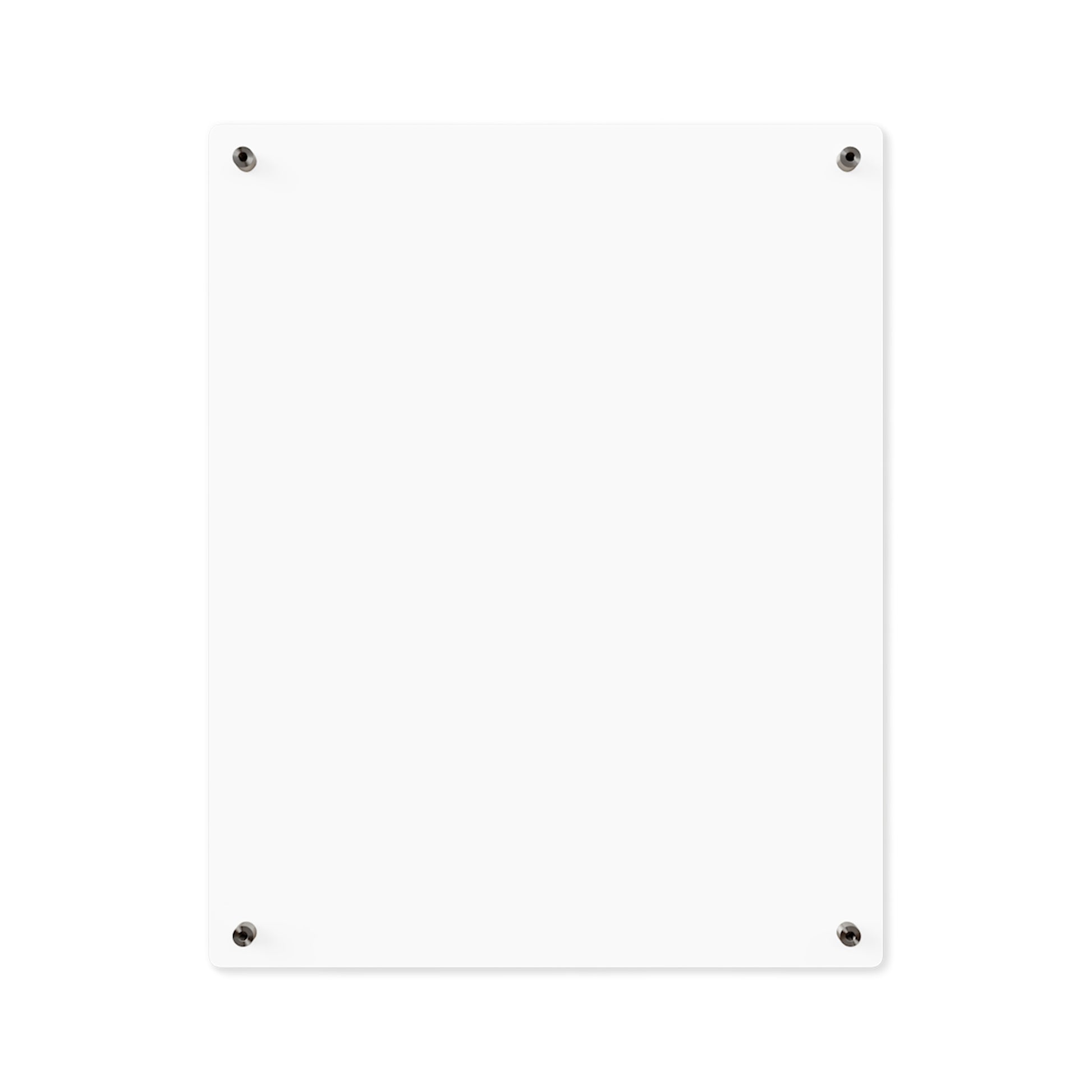 The back of the Speak Your Truth wall art. It is a blank, white rectangular board mounted on a wall with four black screws at the corners. The background is plain white, highlighting the simplicity and minimalism of the board.