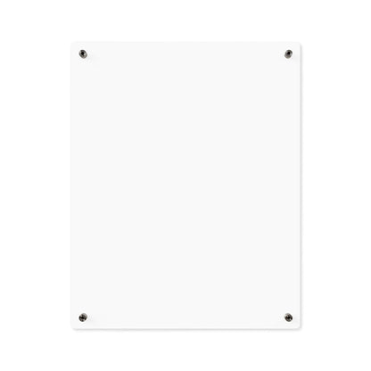 The back of the Speak Your Truth wall art. It is a blank, white rectangular board mounted on a wall with four black screws at the corners. The background is plain white, highlighting the simplicity and minimalism of the board.