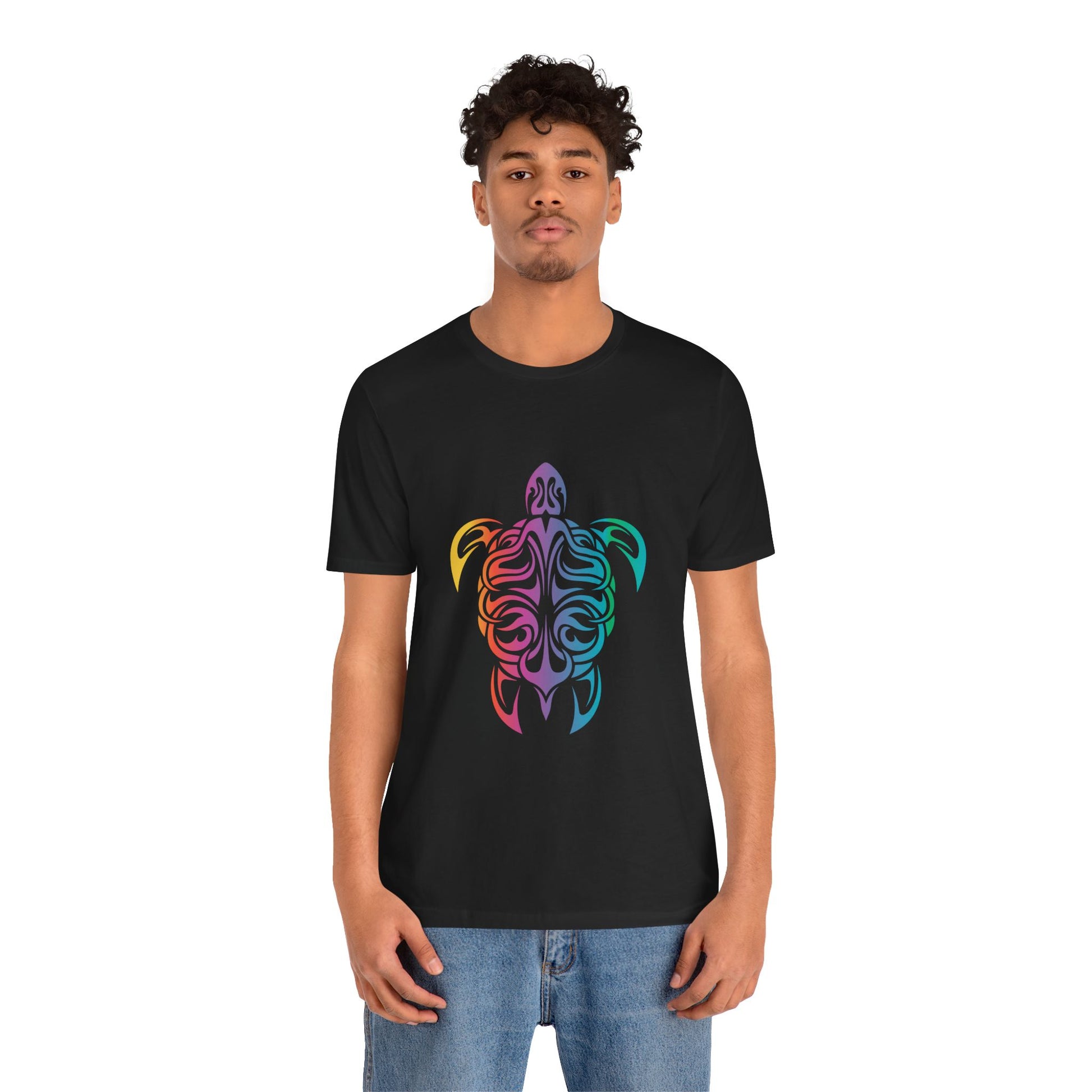 Colorful Tribal Turtle Unisex Short Sleeve Tee - Eco-Friendly Summer Wear