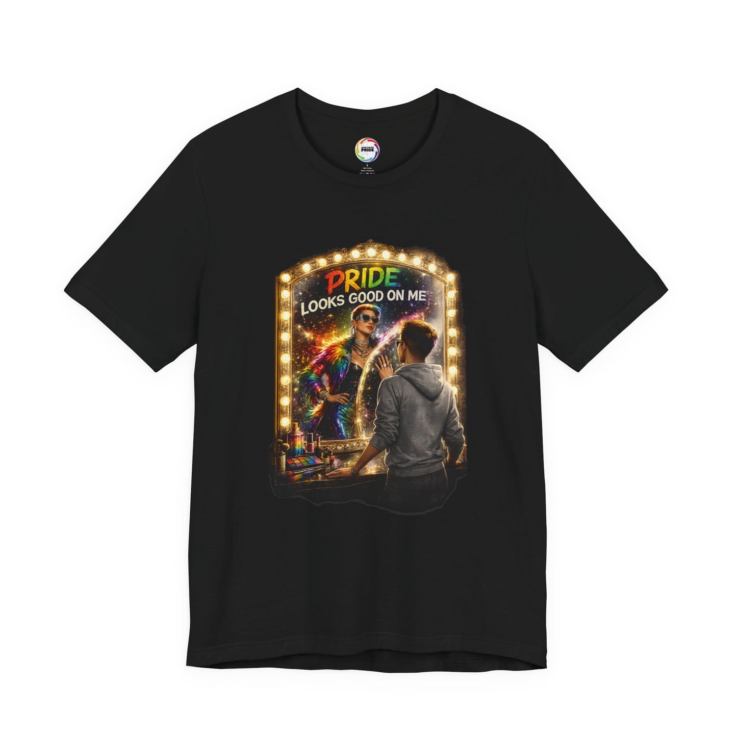 Pride Looks Good On Me T-Shirt — LGBTQ+ Mirror-Glow Graphic Tee