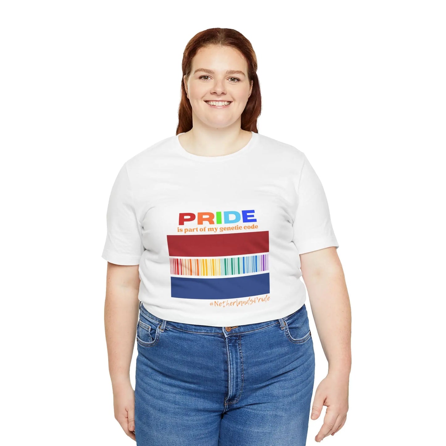 Netherlands PRIDE-Bar Code Unisex Short Sleeve Tee - Celebrating LGBTQ+ Printify