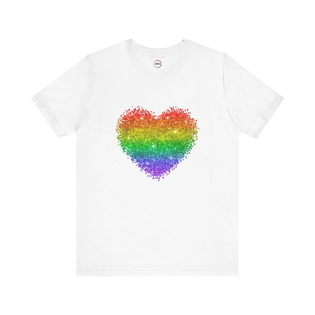 Glitter Rainbow Heart Tee for LGBTQ community
