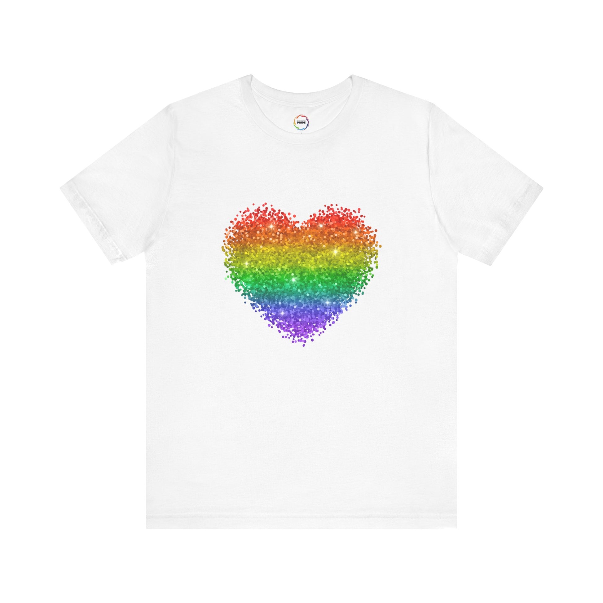 Glitter Rainbow Heart Tee for LGBTQ community