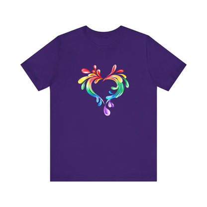 Rainbow Heart Unisex Short Sleeve Tee - PRIDE & Love Design Printify