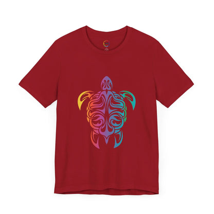 Colorful Tribal Turtle Unisex Short Sleeve Tee - Eco-Friendly Summer Wear Printify