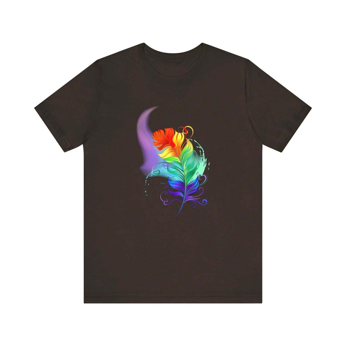 Colorful Feather Unisex T-Shirt - Vibrant Artwork for PRIDE and Self-Expression Printify