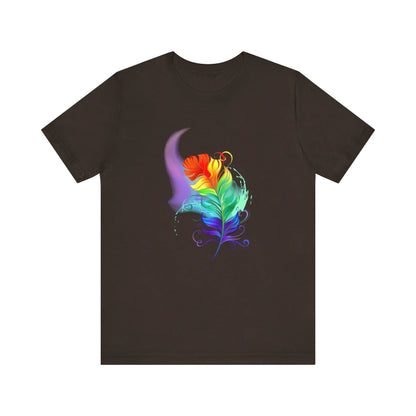 Colorful Feather Unisex T-Shirt - Vibrant Artwork for PRIDE and Self-Expression Printify