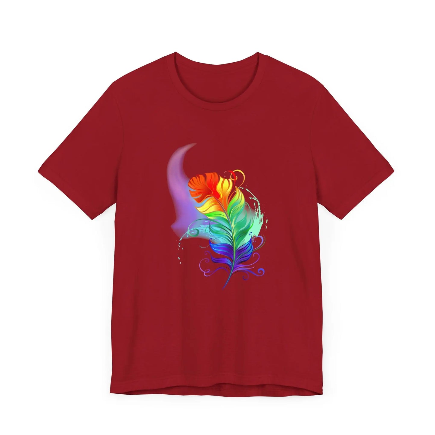 Colorful Feather Unisex T-Shirt - Vibrant Artwork for PRIDE and Self-Expression Printify