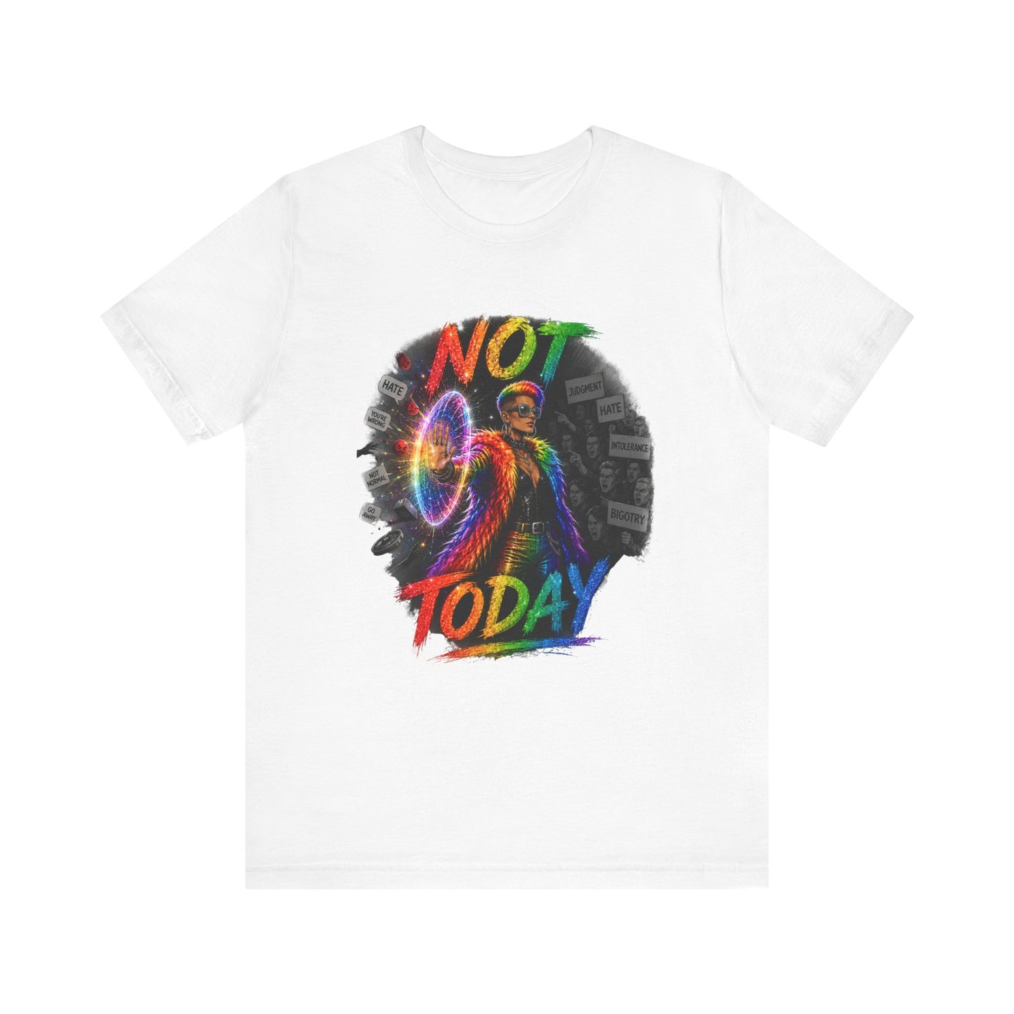 Not Today T-Shirt — Colorful Shield Hero Graphic Tee