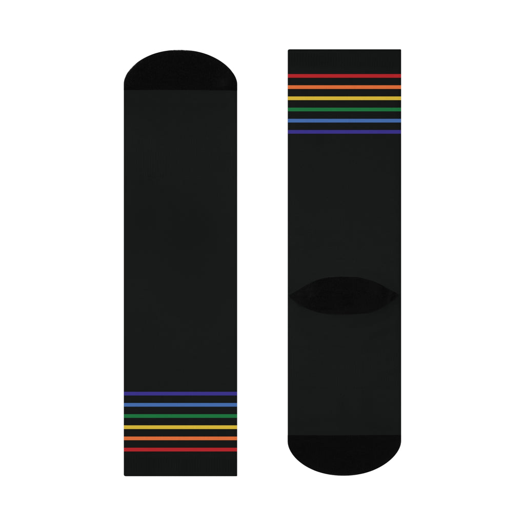 Cushioned Black Rainbow Crew Socks