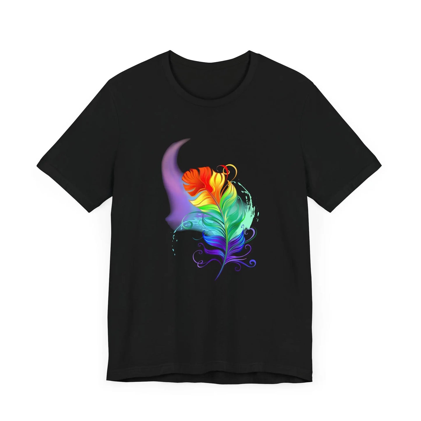 Colorful Feather Unisex T-Shirt - Vibrant Artwork for PRIDE and Self-Expression Printify