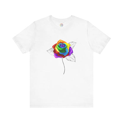 Rainbow Rose Unisex Jersey Tee - Vibrant Floral Design for PRIDE & Everyday Wear Printify