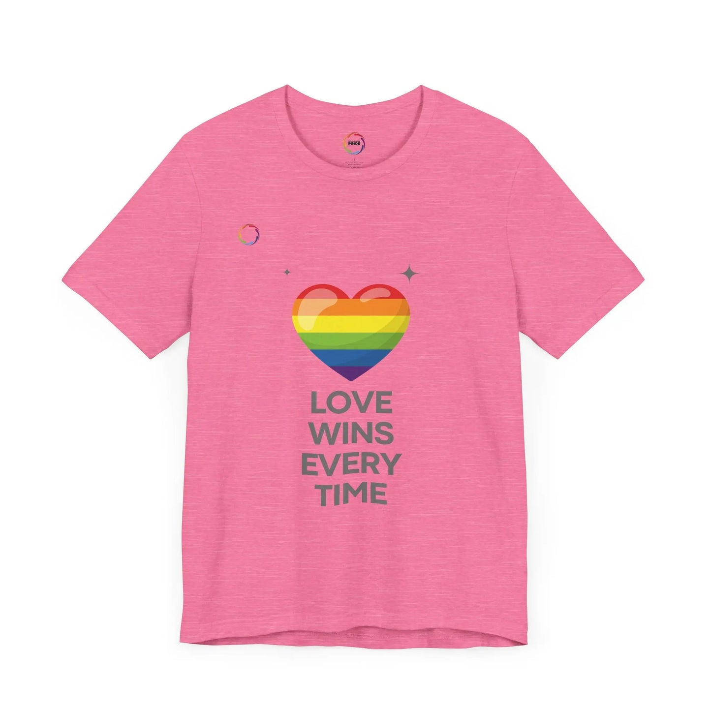 Rainbow Heart Graphic Tee - Love Wins Every Time Printify