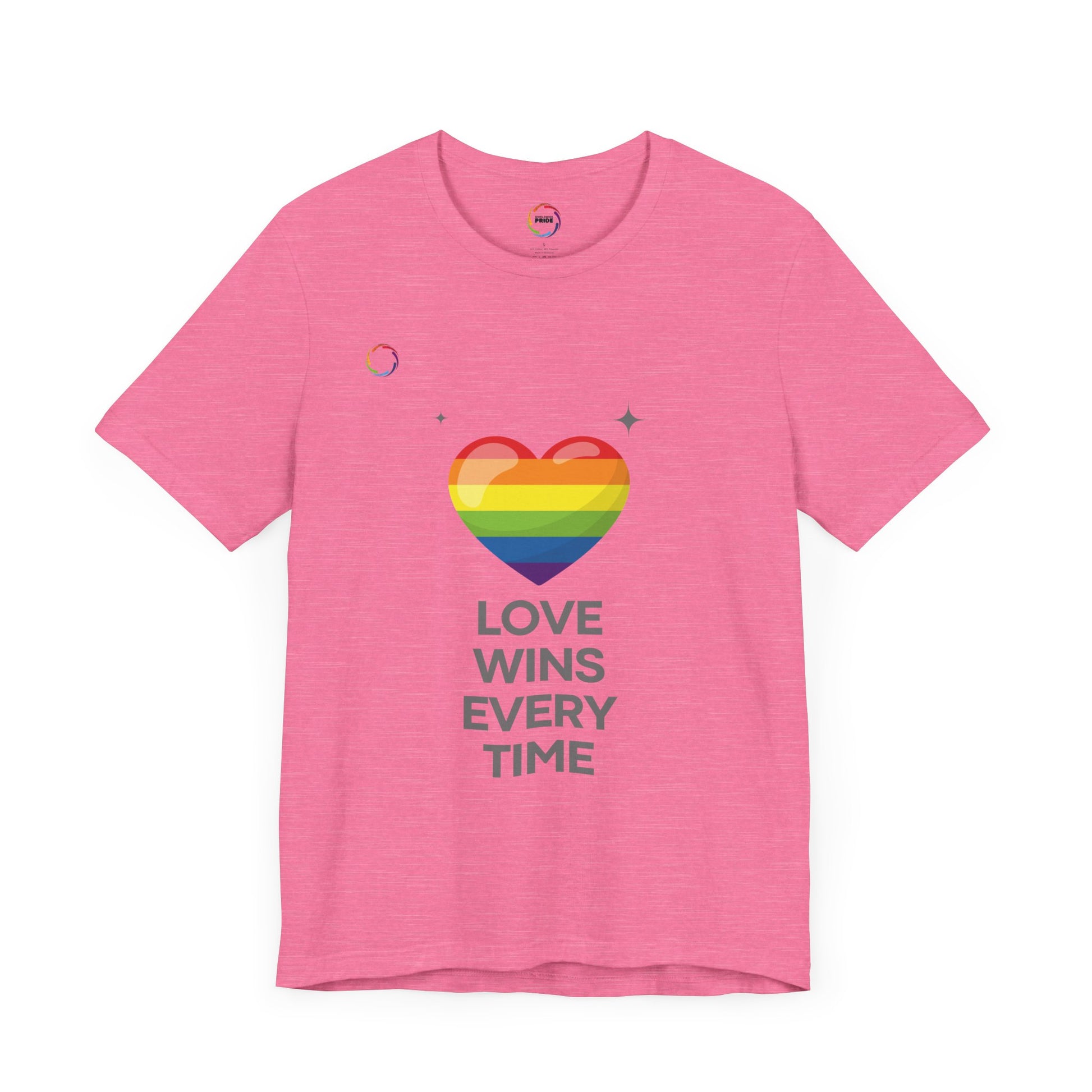 Rainbow Heart Graphic Tee - Love Wins Every Time