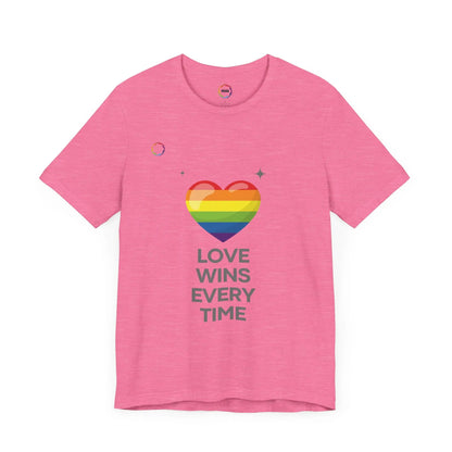 Rainbow Heart Graphic Tee - Love Wins Every Time Printify