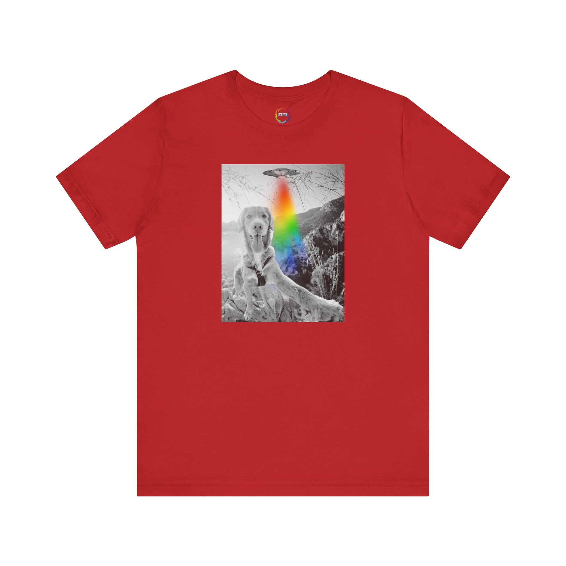 Dog Selfie Tee, Retro Graphic Shirt, Fun Casual Wear, Unique Gift, Unisex Short Sleeve Top