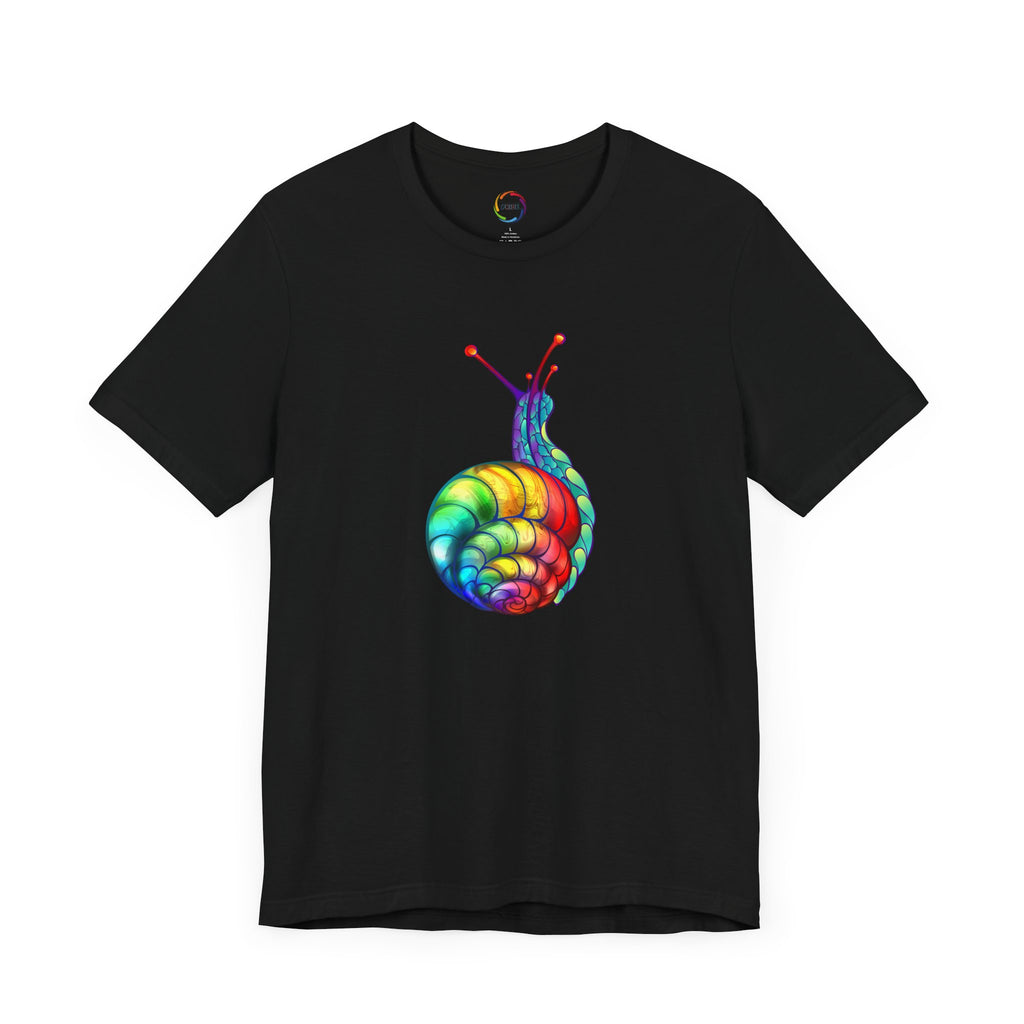 Rainbow Snail Unisex Jersey Tee - Colorful Short Sleeve Shirt