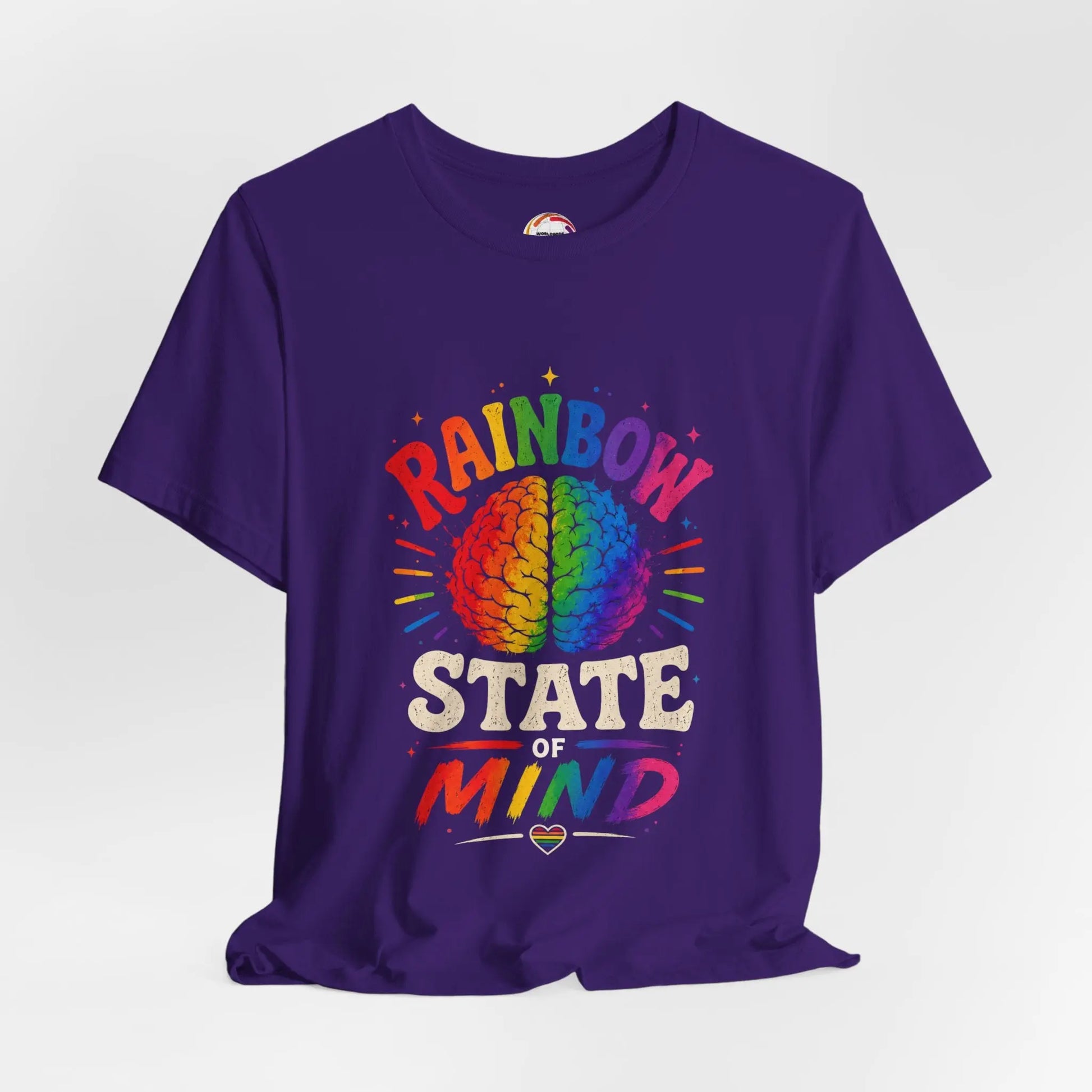 Rainbow State of Mind T‑Shirt — Colorful Brain Pride Graphic Tee Printify