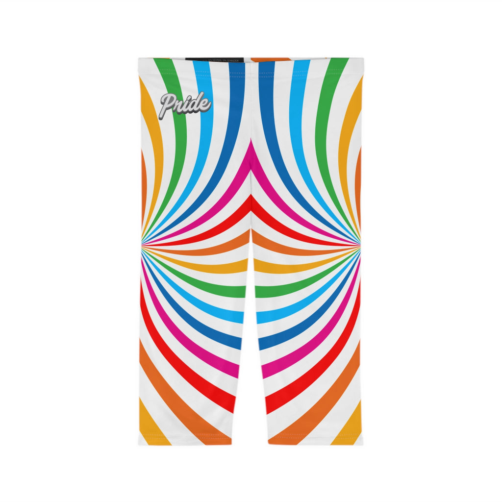 Vibrant PRIDE Women’s Capri Leggings - Colorful Spirals for Celebration & Comfort