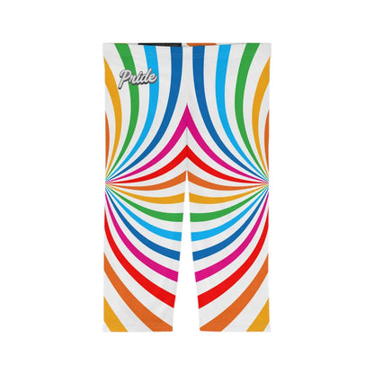 Vibrant PRIDE Women’s Capri Leggings - Colorful Spirals for Celebration & Comfort Printify