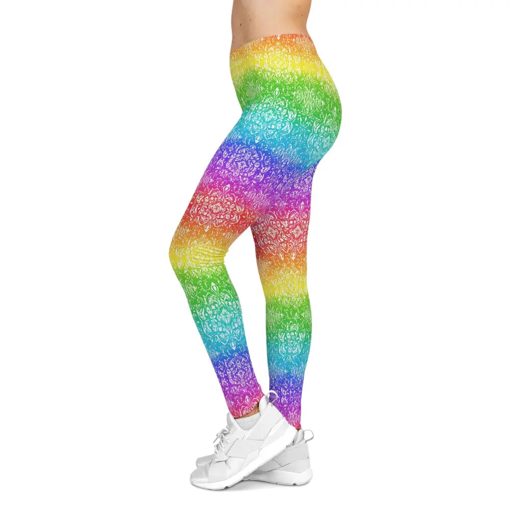 Vibrant Rainbow Pattern Leggings - Colorful Casual Activewear Printify