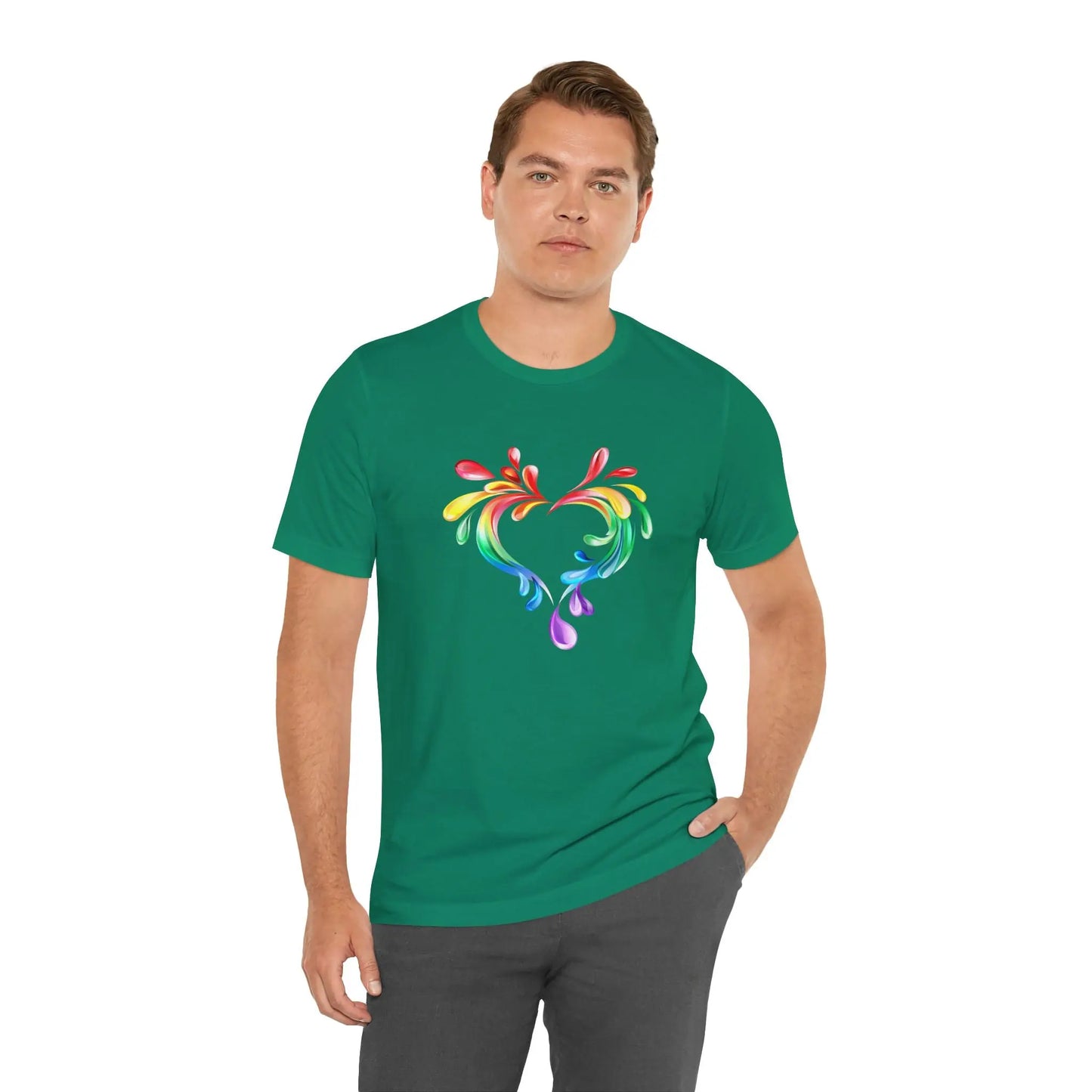 Rainbow Heart Unisex Short Sleeve Tee - PRIDE & Love Design Printify
