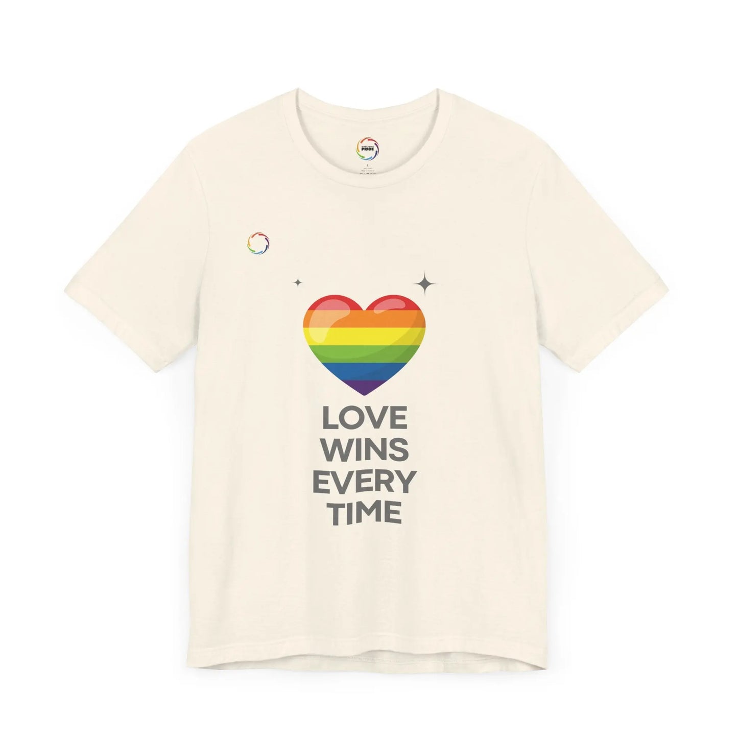 Rainbow Heart Graphic Tee - Love Wins Every Time Printify